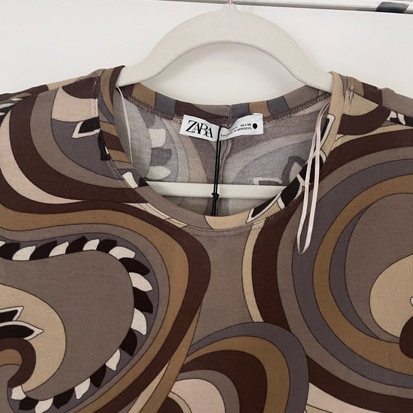 Zara Printed Bodycon Dress Sz L - Picture 6 of 8